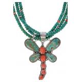 Late Vintage Navajo Dragonfly Necklace - Signed