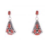Navajo M. Chee Sterling Branch Coral Earrings