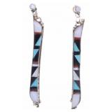 Navajo Lester Jackson Multi-Stone Inlay Earrings