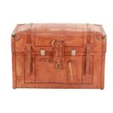 19th Century Camelback Leather Travel Trunk