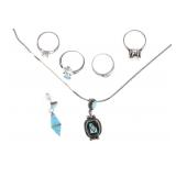 Sterling Silver Variety Opal, Topaz, & Jet Jewelry