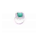 Amazing Emerald 5.56 cts. & Diamond Ring