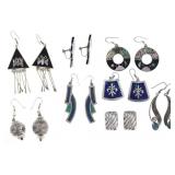 Mexican Sterling & Alpaca Silver Inlay Earrings