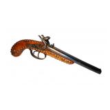 19th-C American Indian Tacked Double Barrel Pistol