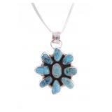 Navajo R. Sam Sterling Turquoise Pendant Necklace