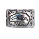 Navajo Ray Begay Nickel Silver Bear Motif Buckle