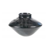 Mata Ortiz Black on Black Olla by Mary Quezada