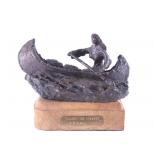 J. F. Policky (b.1955) Native Canoe Bronze