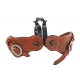Dutton Blackened Steel Calf Roper Spurs & Leathers