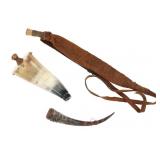 Powder Horns & Leather Shot Bag 1890s-1900s