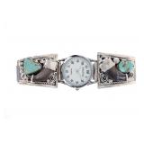 Navajo M. Thomas Jr Bear Claw Turquoise Watchband