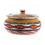 Kathleen Kills Thunder Fully Beaded Wood Bowl