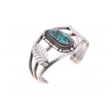 Navajo Sterling Silver Morenci Turquoise Bracelet