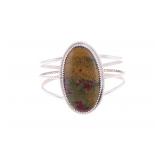 Navajo Herbert Tsosie Sterling Unakite Bracelet