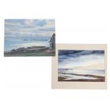 P. Krapf Oil On Boards Seaside Scenes 20th C (2)