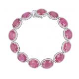 Beautiful Ruby Corundum & Diamonds Tennis Bracelet