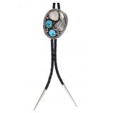 Navajo H. Tsosie Sterling Silver Turquoise Bolo
