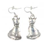 Navajo L. Yazzie Sterling Silver Feline Earrings