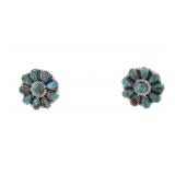 Navajo B. Slim Sterling Silver Turquoise Earrings