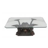 LaBarge Venetian Grotto Figural Bronze/Glass Table