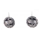 Navajo T&R Singer Sterling Silver Buffalo Earrings