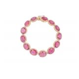 Natural Ruby Corundum & Diamonds Tennis Bracelet