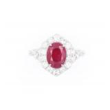 GIA RARE Burmese Ruby VS2 Diamond Platinum Ring