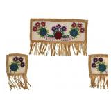Woodland Ojibwe-Cree Floral Beaded Panels 1960-70s