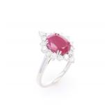 GIA RARE NO Heat Ruby Diamond Platinum Ring
