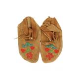 Plateau Indians Hide Floral Beaded Child Mocassins