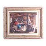 Signed K.W. Moore, Sr. "The Visitor" Oil on Canvas