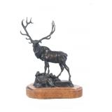 Signed Gary Schildt Bronze Bull Elk Sculpture