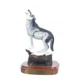Signed R.F. Rains Bronze Sculpture "Wolf", 1991