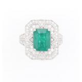 Amazing 3.59 ct. Emerald Vivid Green Platinum Ring