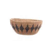 Yokut Indian Diamond Band Hand Woven Basket c 1910