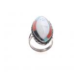 Zuni Sterling Silver Floral Inlay Multistone Ring