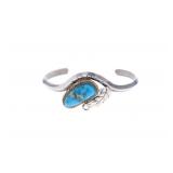 Navajo Sterling Silver Blue Gem Turquoise Bracelet