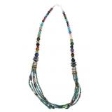 Navajo Singer Multi Strand Barrel Bead Necklace