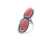 Navajo Sterling Silver Red Branch Coral Ring