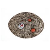 194-50 Zuni Bird Inlaid Coral & Sterling Buckle