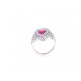 RARE GIA Burmese Ruby VS2 Diamond Platinum Ring