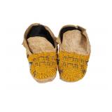 19th-Cent. Cheyenne Beaded Buffalo Hide Moccasins