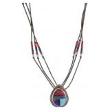 Navajo Sterling Silver Multistone Mosaic Necklace