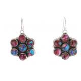 Navajo Violet Nez Kingman Pink Dahlia Earrings