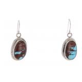 Navajo J. Begay Silver Boulder Turquoise Earrings
