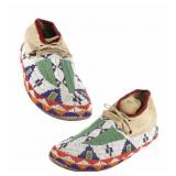Lakota Sioux Large Buffalo Track Beaded Moccasins