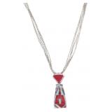 Hopi H. Vance Sterling Multistone Inlay Necklace