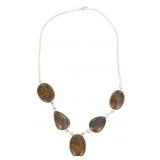 Southwestern Silver Montana Agate Necklace