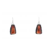 Navajo Will Denetdale Spiny Oyster Silver Earrings