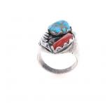 Zuni R. Nieto Turquoise Red Branch Coral Ring